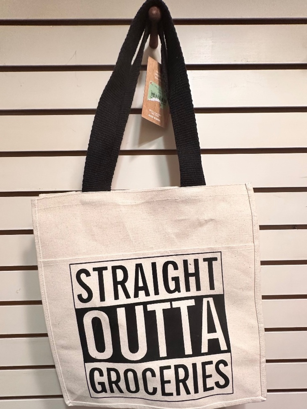 "Straight Outta Groceries" canvas tote bag